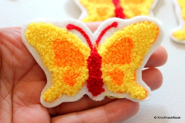 Yellow and Red Butterfly Applique Patches x 3